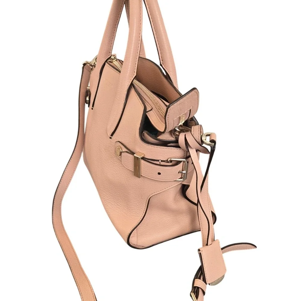 Henri‎ Bendel Pink Carlyle Satchel Bag Purse Crossbody Gold Hardware Luxury Chic